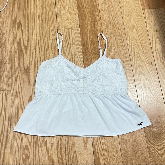 Hollister Tops - Vintage Hollister white lace babydoll cami top